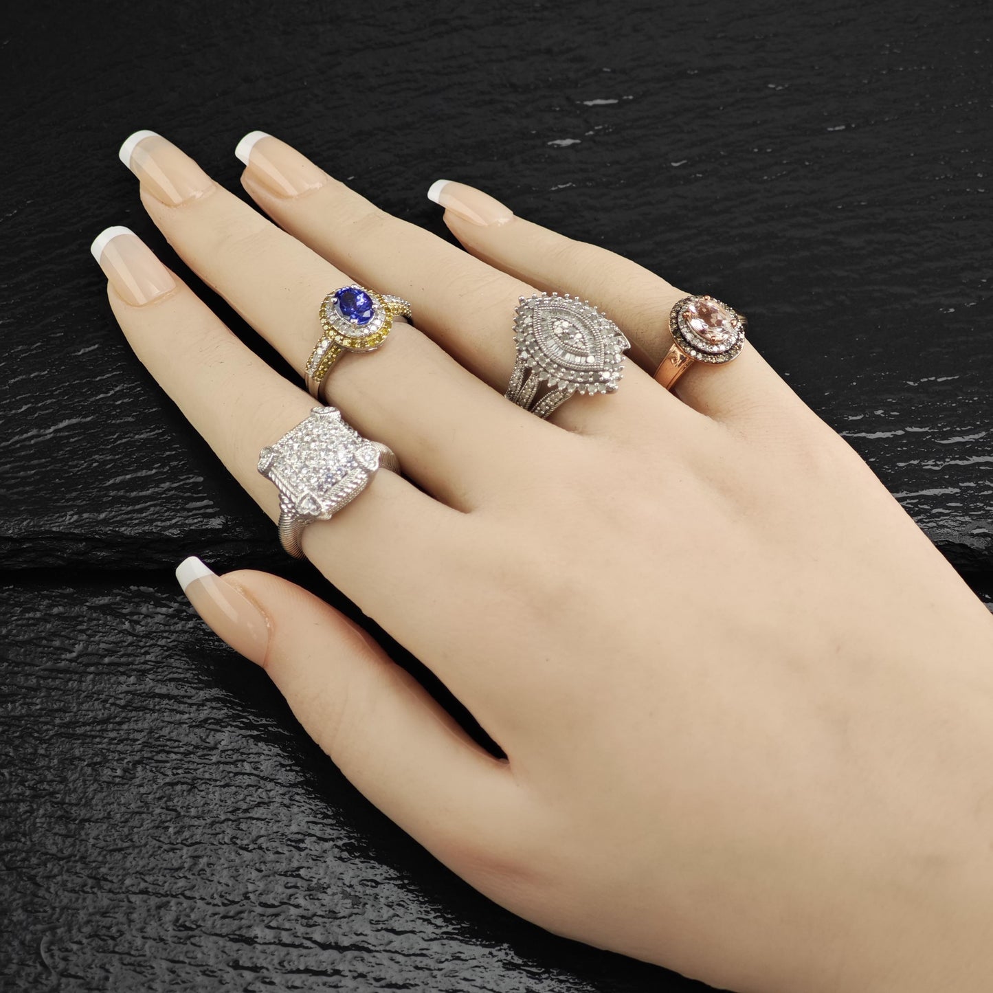 Morganite & Diamond Rose Gold Plated Sterling Silver Ring Sz 5 R6600