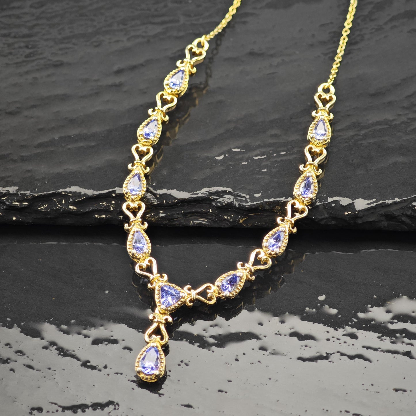Choice of Sterling Silver Gold Plated Tanzanite Necklace N2653