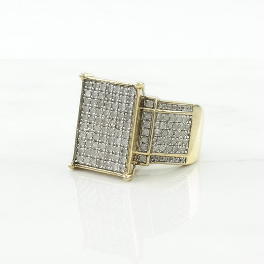 1.5cttw Silver Ring Diamond Gold Toned, Pave Sterling Size 6