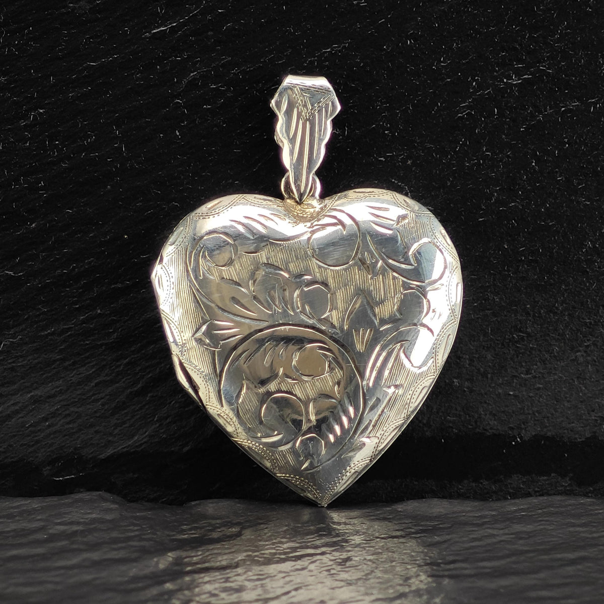 Enamel Heart Floral Locket Sterling Silver Pendant P3159