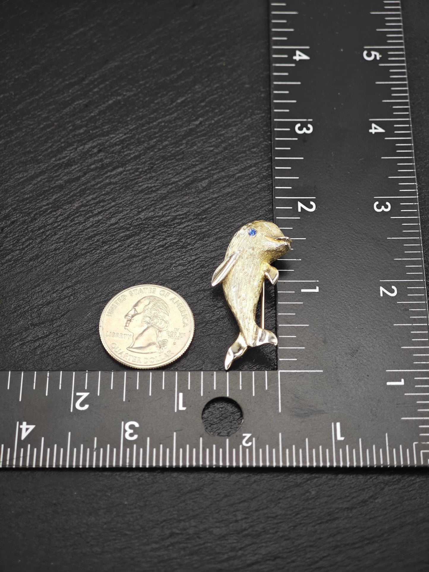 Creed Gold Dolphin Brooch Sterling Silver