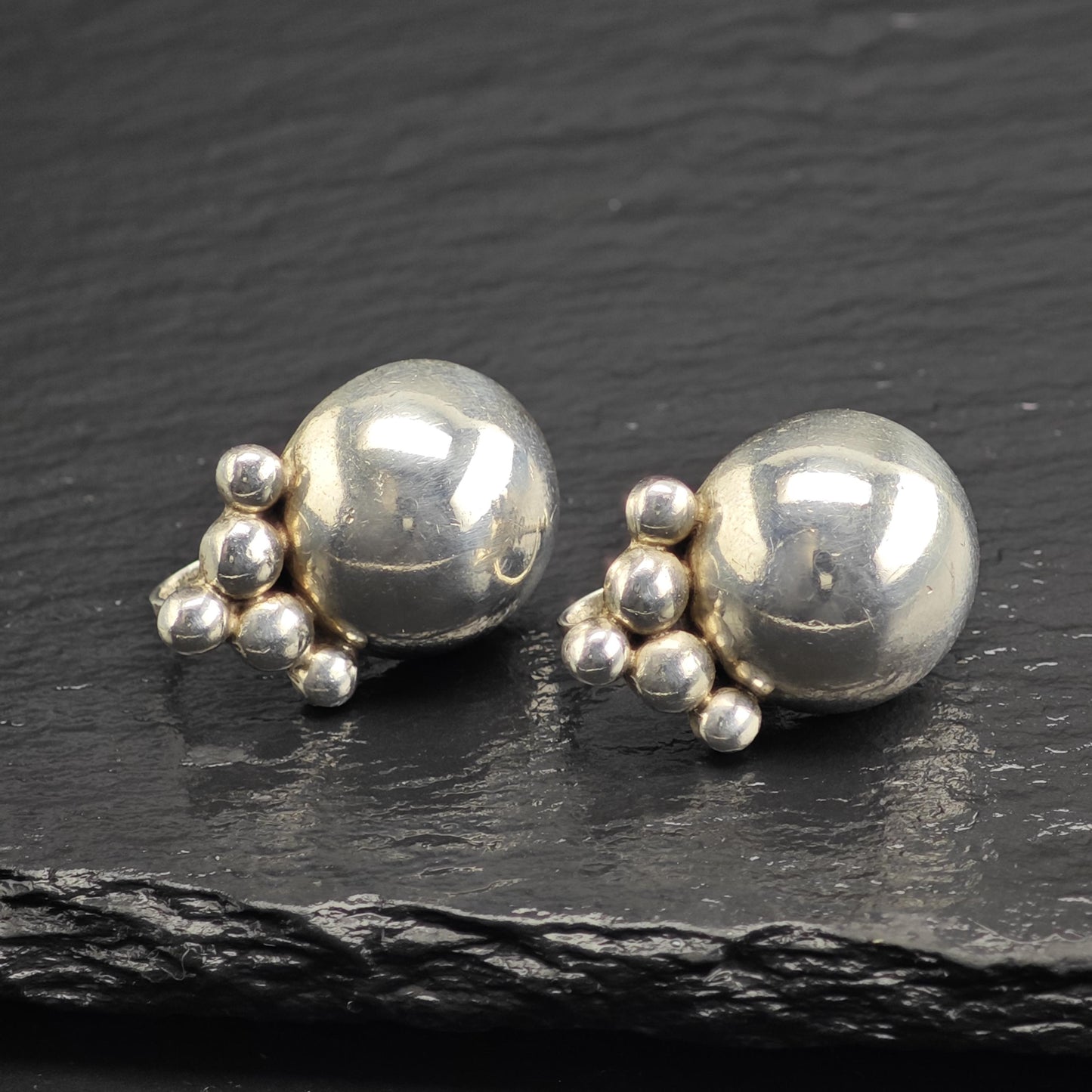 Margot De Taxco Modernist Sterling Silver Screw Back Earrings ER3112