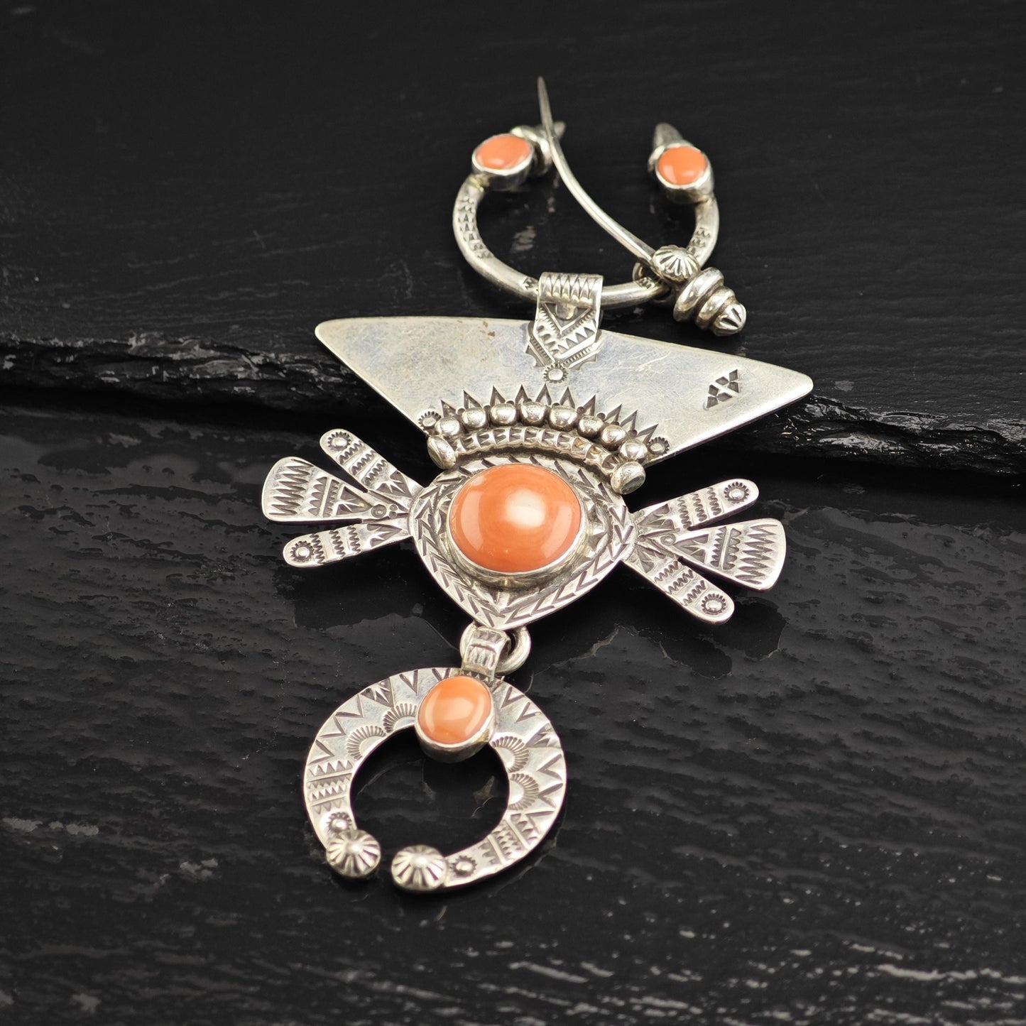 Kabylie Fibula, Coral by Melanie Deluca Sterling Silver