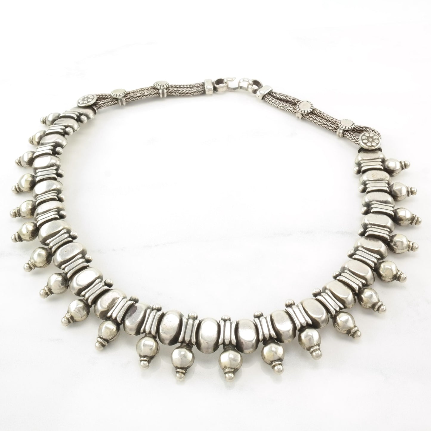 Ethnic Rajasthan Sterling Silver Collar Necklace 17 1/2 N2424