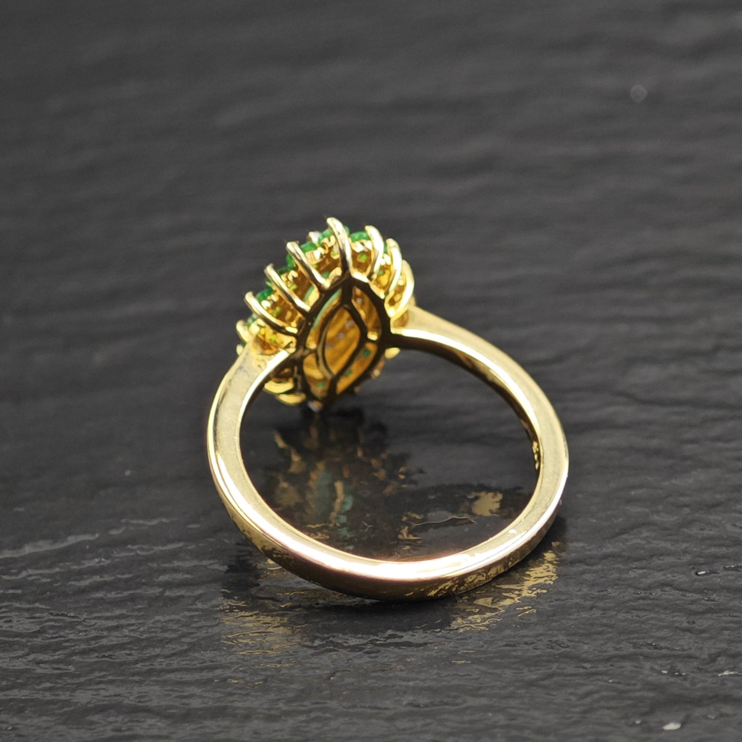 Gold Plated Emerald Sterling Silver Ring Sz 6 R6711