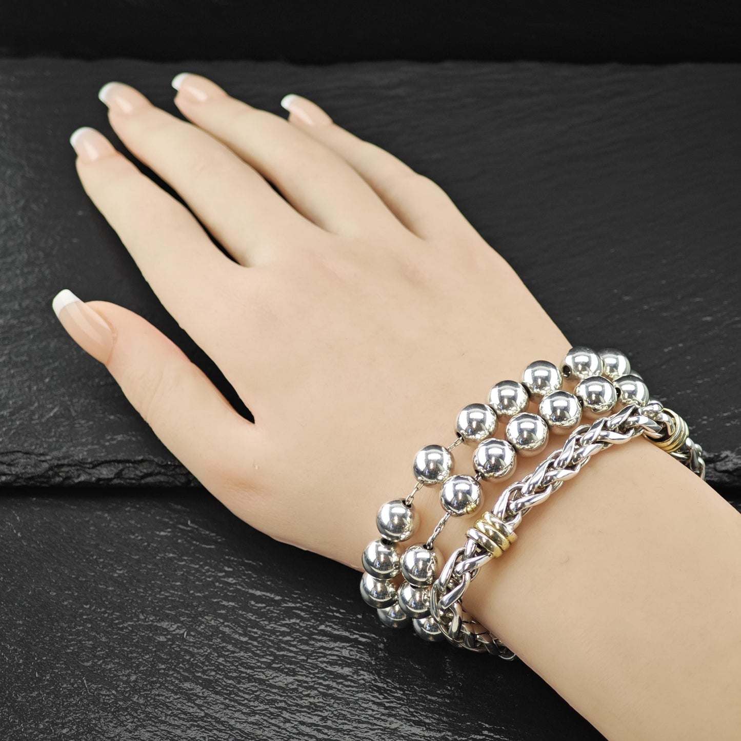 Choice of Tiffany Beaded Link Bracelets, Sterling Silver Size 6 1/2"