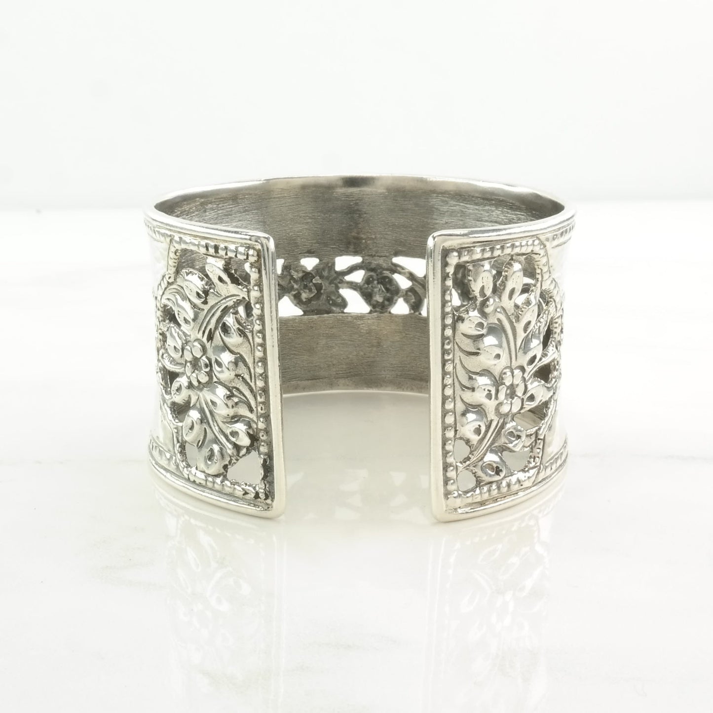 Israel Sterling Silver Cuff Bracelet Floral