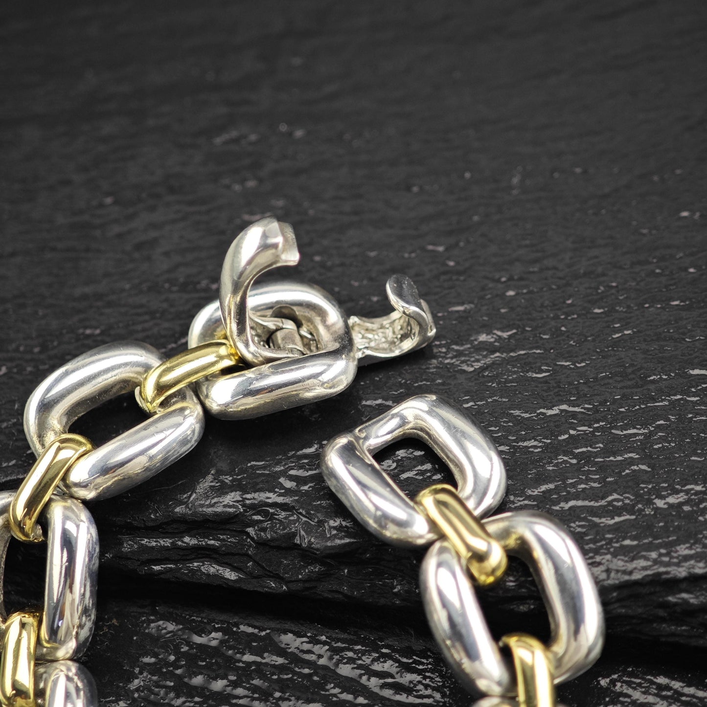 Modern 18k Gold & Sterling Silver Italy Bracelet