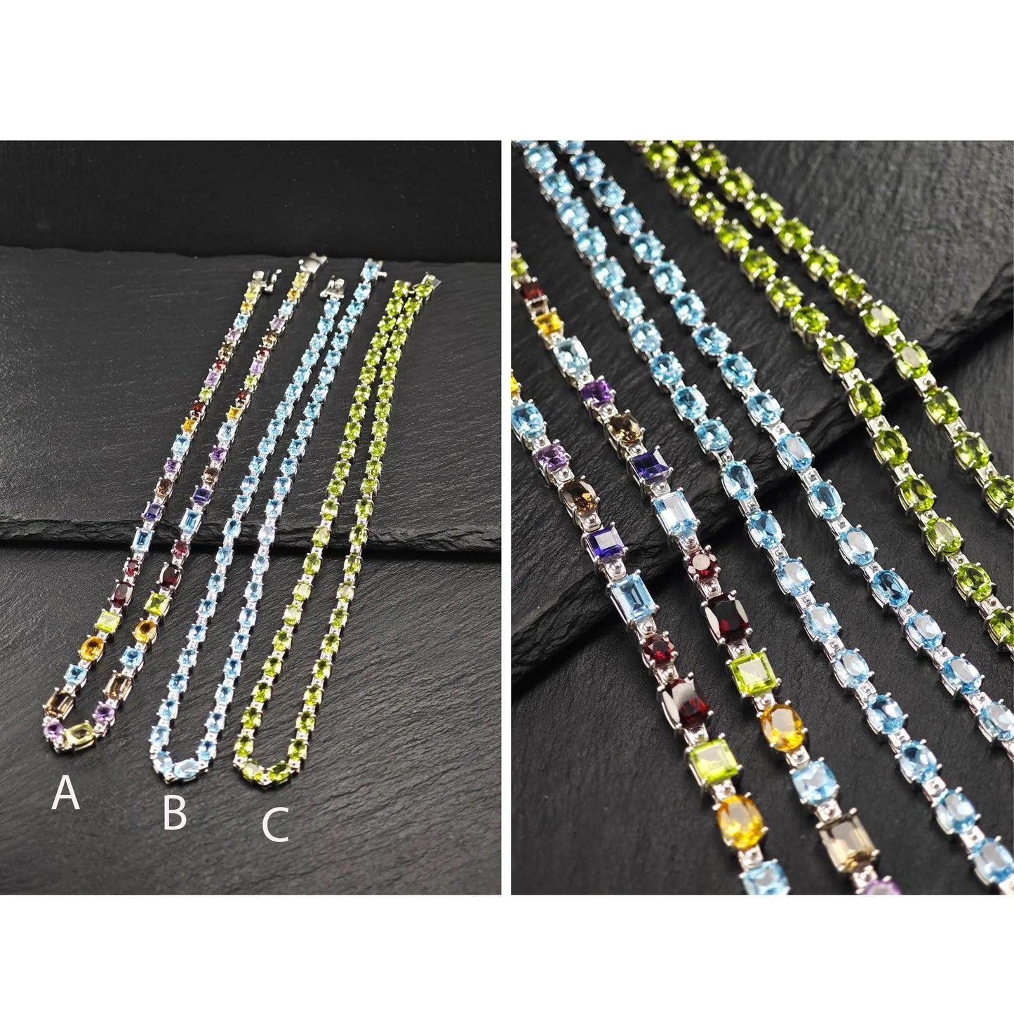Choice of Gemstone, Topaz, Peridot Necklace Sterling Silver N2475B