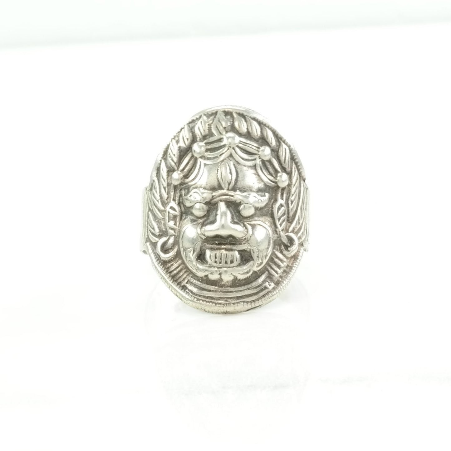 Sterling Silver Ring Aztec Mask Size 11 1/2