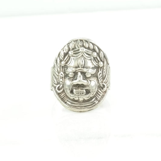 Sterling Silver Ring Aztec Mask Size 11 1/2