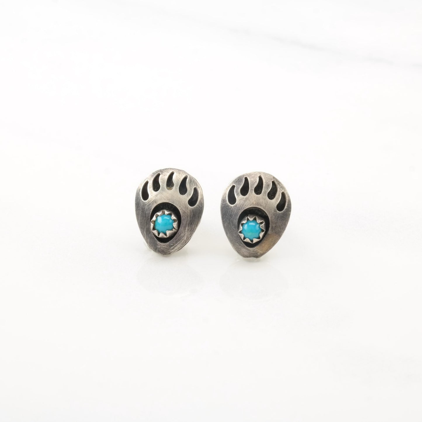 Choice of Vintage Native American Blue Turquoise Dainty, Minimalist Sterling Silver Stud Earrings