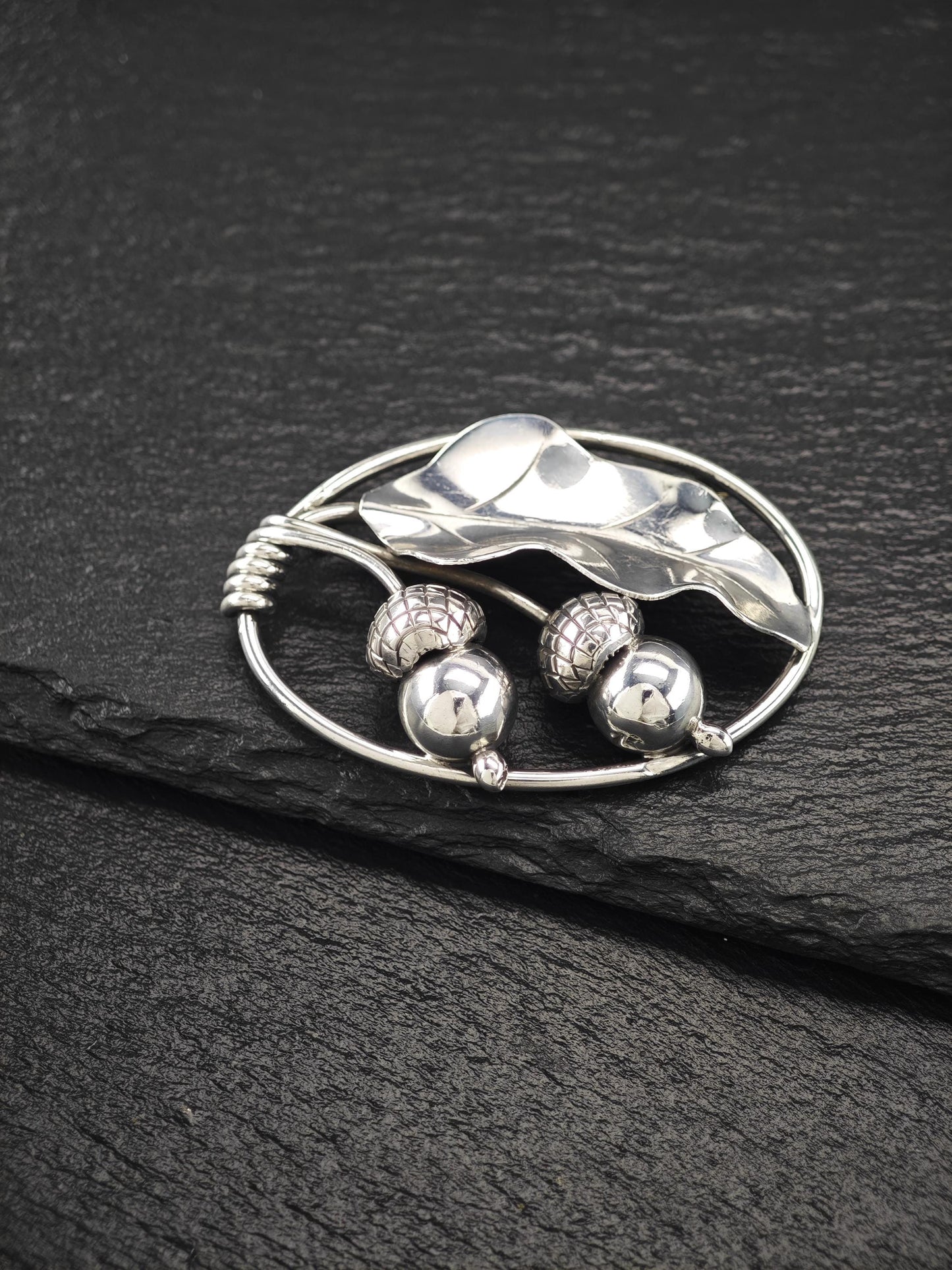 Georg Jensen 105, Acorn Brooch Sterling Silver