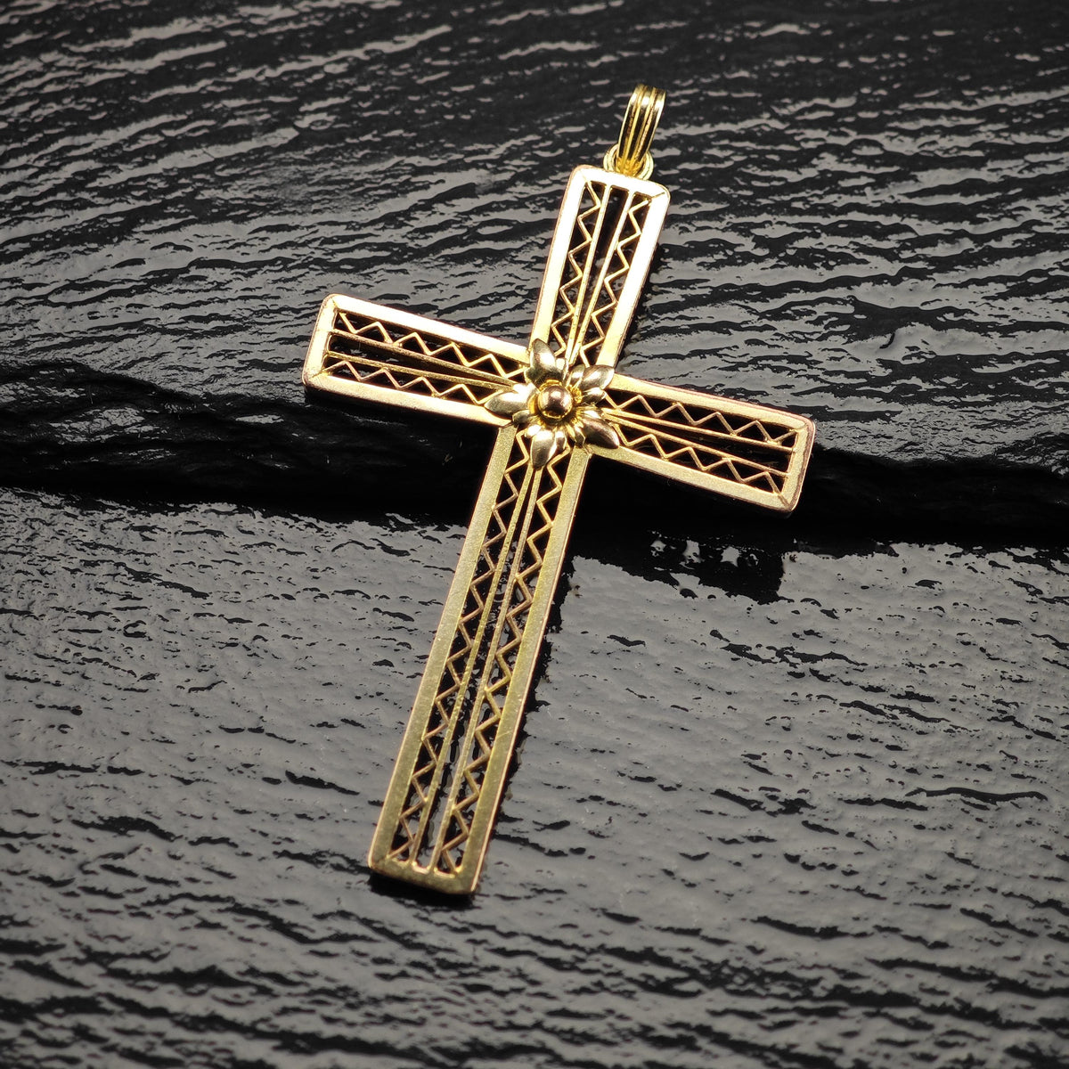 12K Gold-Filled Filigree Cross Pendant P3155