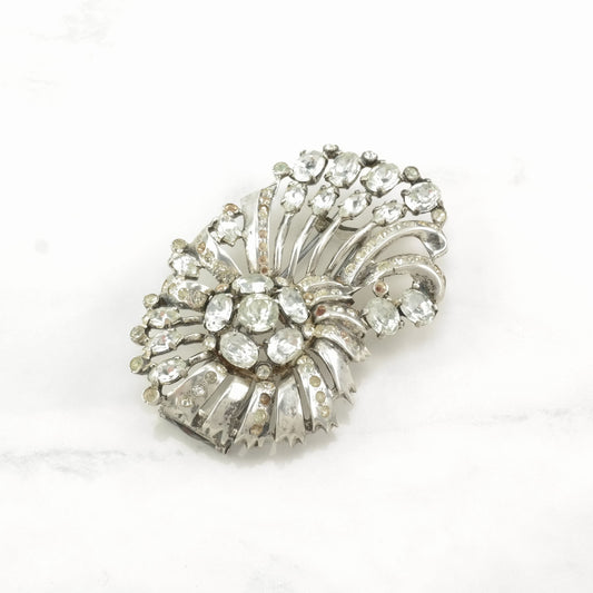 Eisenberg Original Missing Stones Sterling Silver Brooch Floral Rhinestone