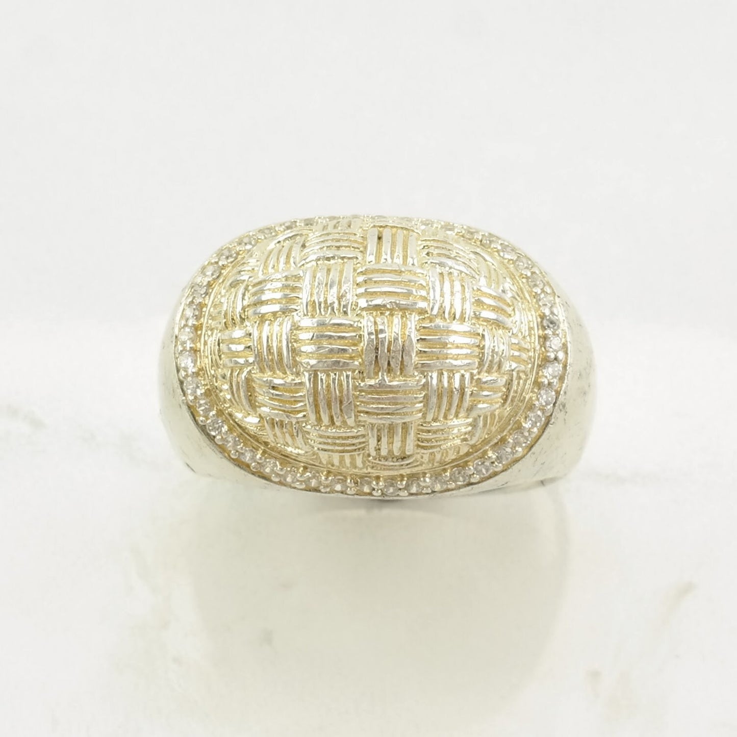 Sterling Silver Ring, CZ Gold Tone Accent Size 9 1/4