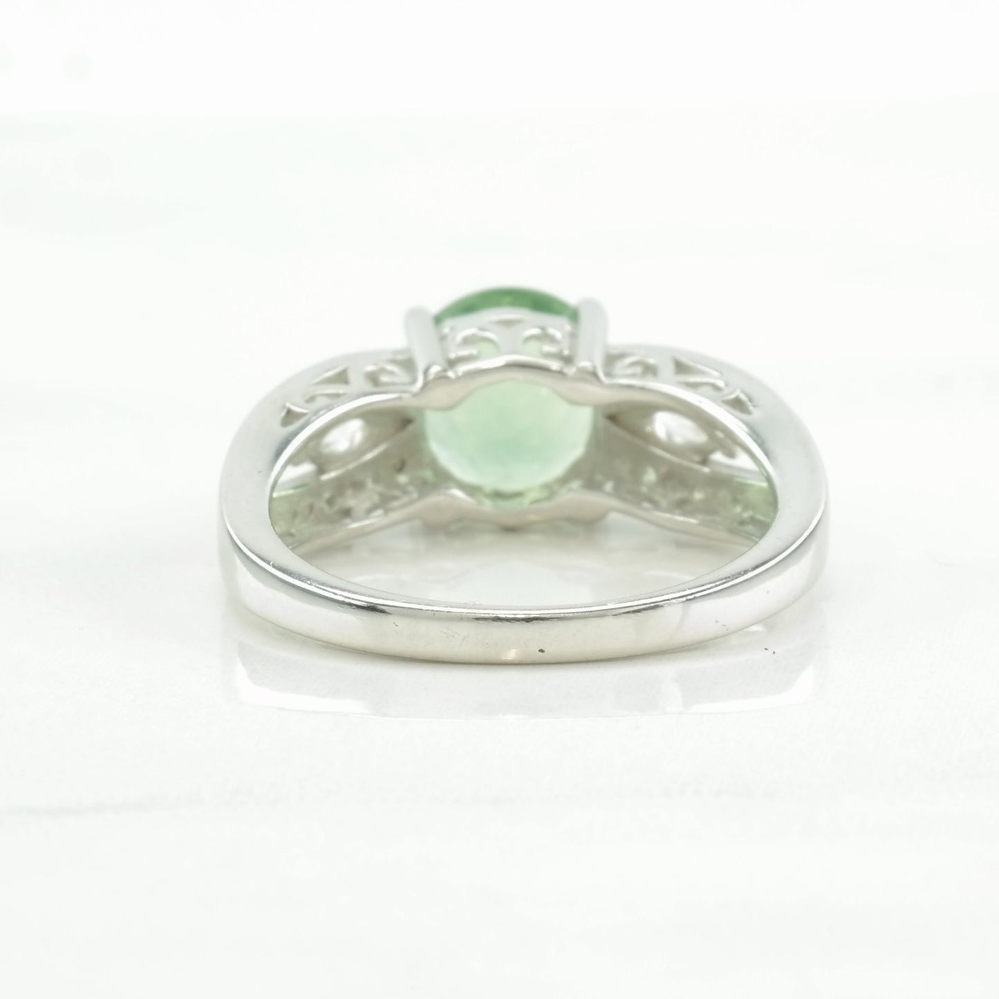 Sterling Silver Ring Green Stone, Spinel, Topaz Size 8