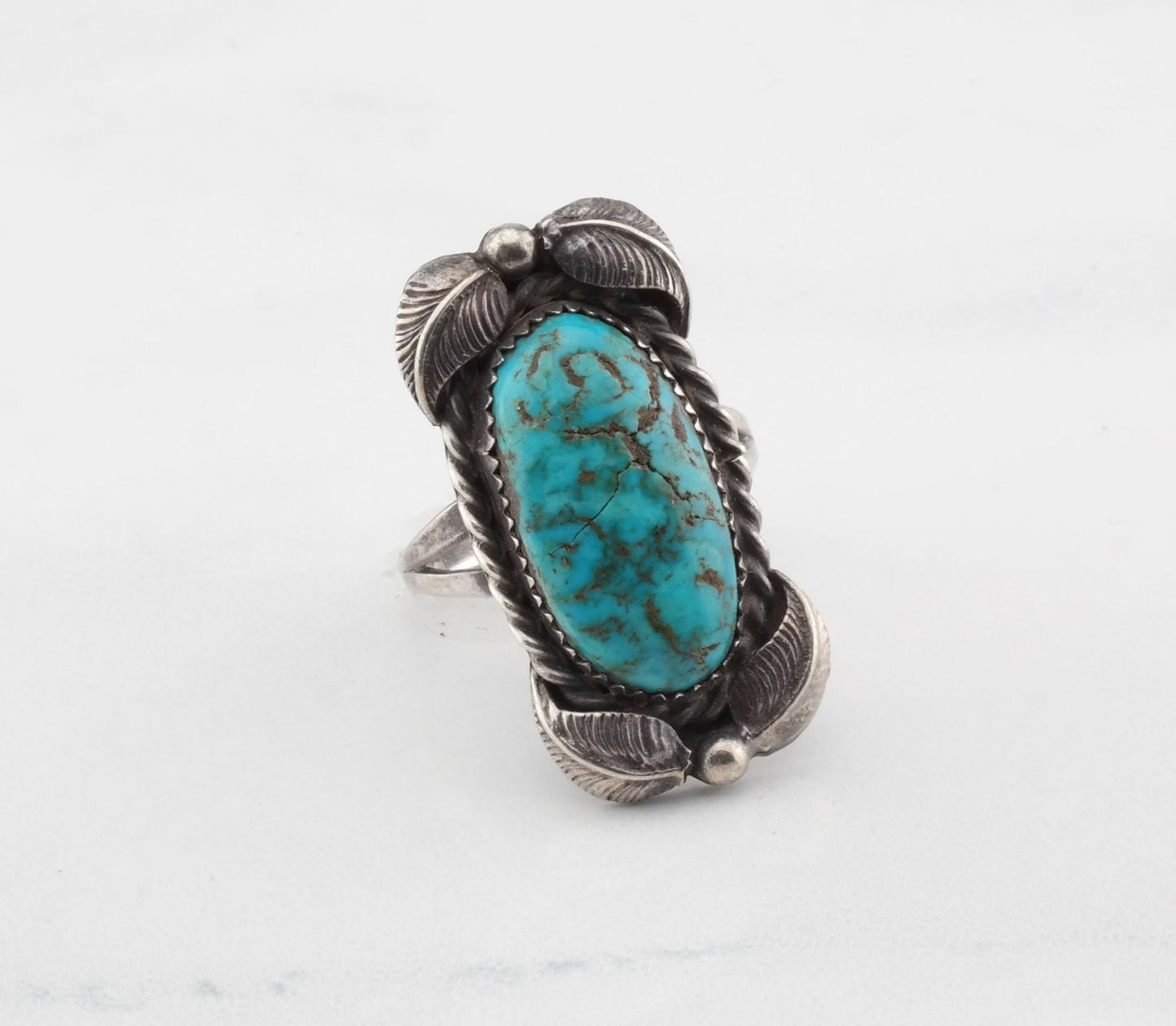 Vintage Sterling Silver Turquoise Ring Size 7 1/4