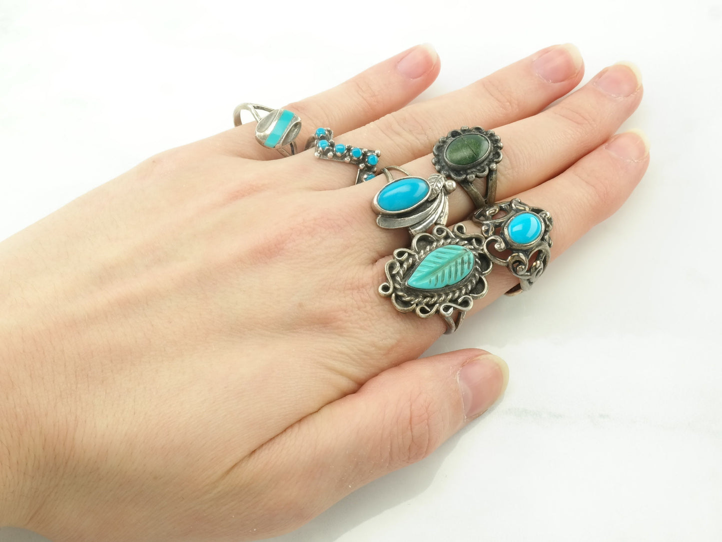 Choice Vintage Sterling Silver Turquoise Size 6 Ring