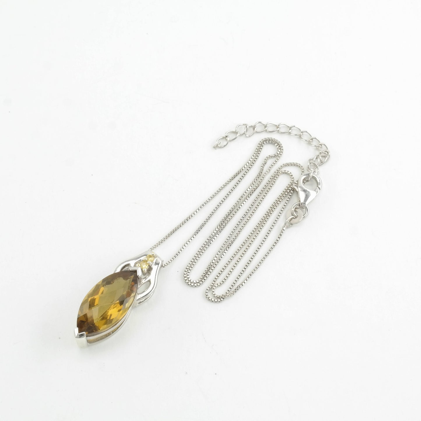 Vintage Sterling Silver Yellow Citrine, Yellow Topaz Necklace