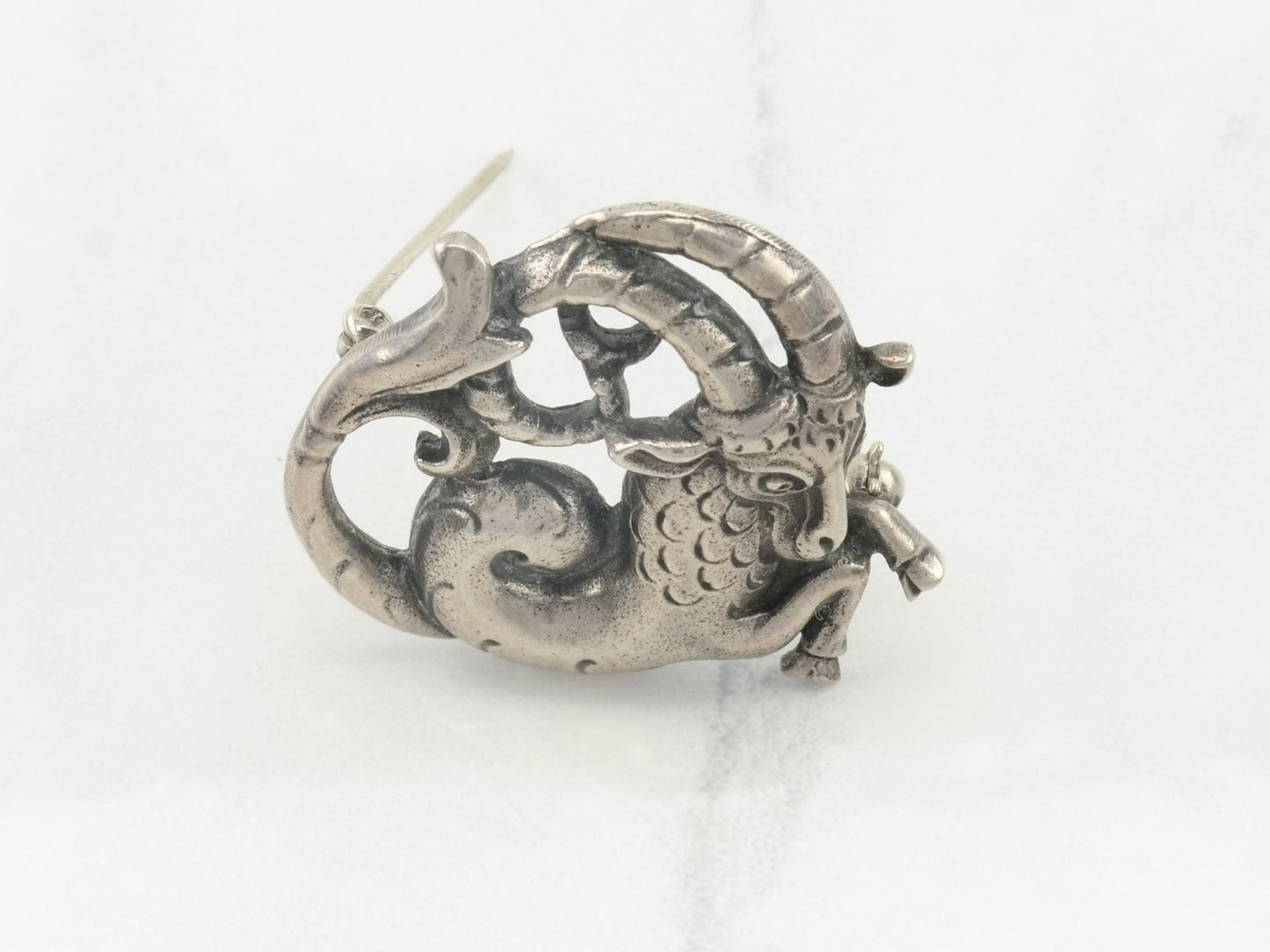 Cini Sterling Silver Zodiac Sign Capricorn Brooch