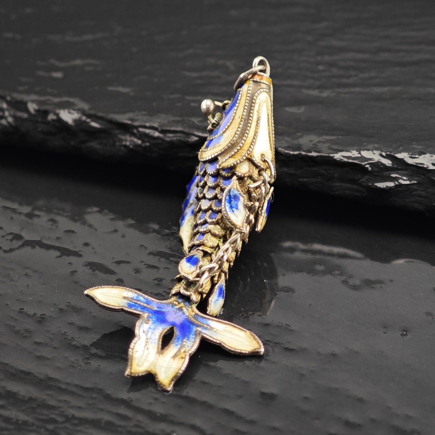 Enamel Koi Fish Pendant Sterling Silver P3039