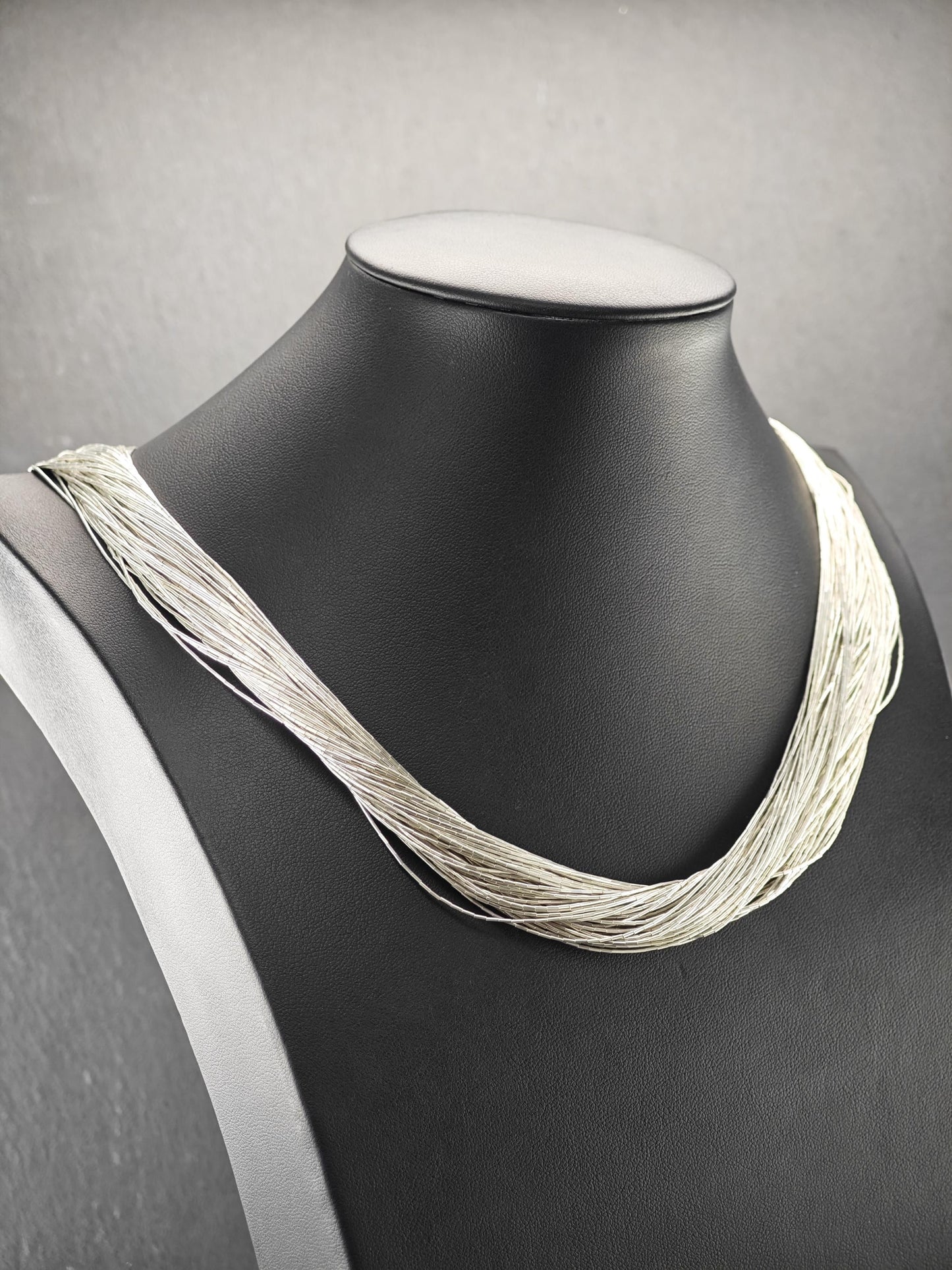 Sterling Silver, Liquid Heishi 75 Strand Necklace N2434