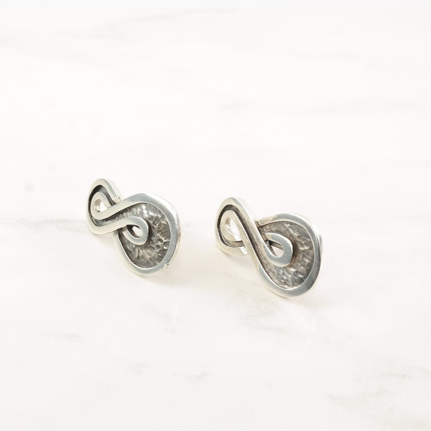 Margot de Taxco Sterling Silver 5100 Infinity Earrings Screw back