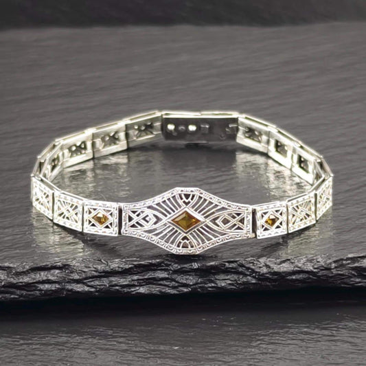 Art Deco Simmons Paste Bracelet Sterling Silver