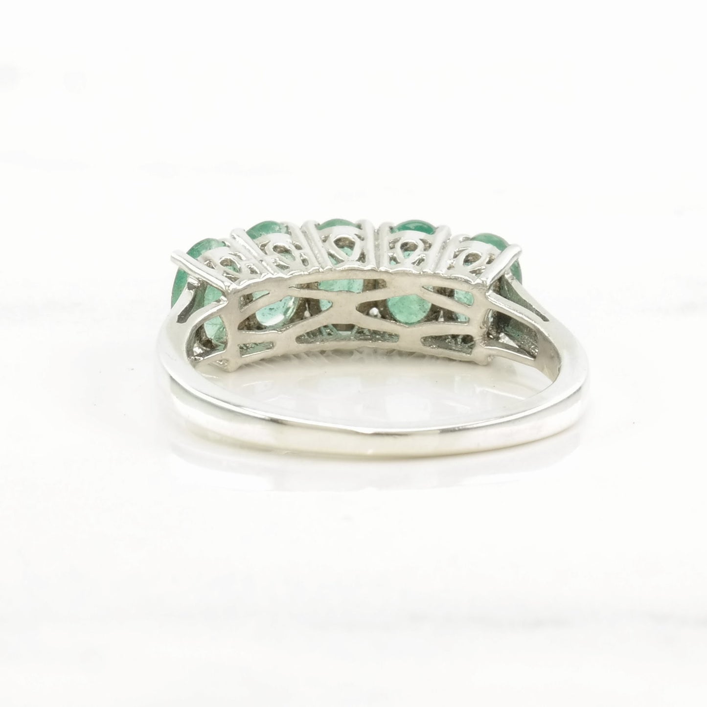 Sterling Silver Ring Emerald 5 Stone Size 9