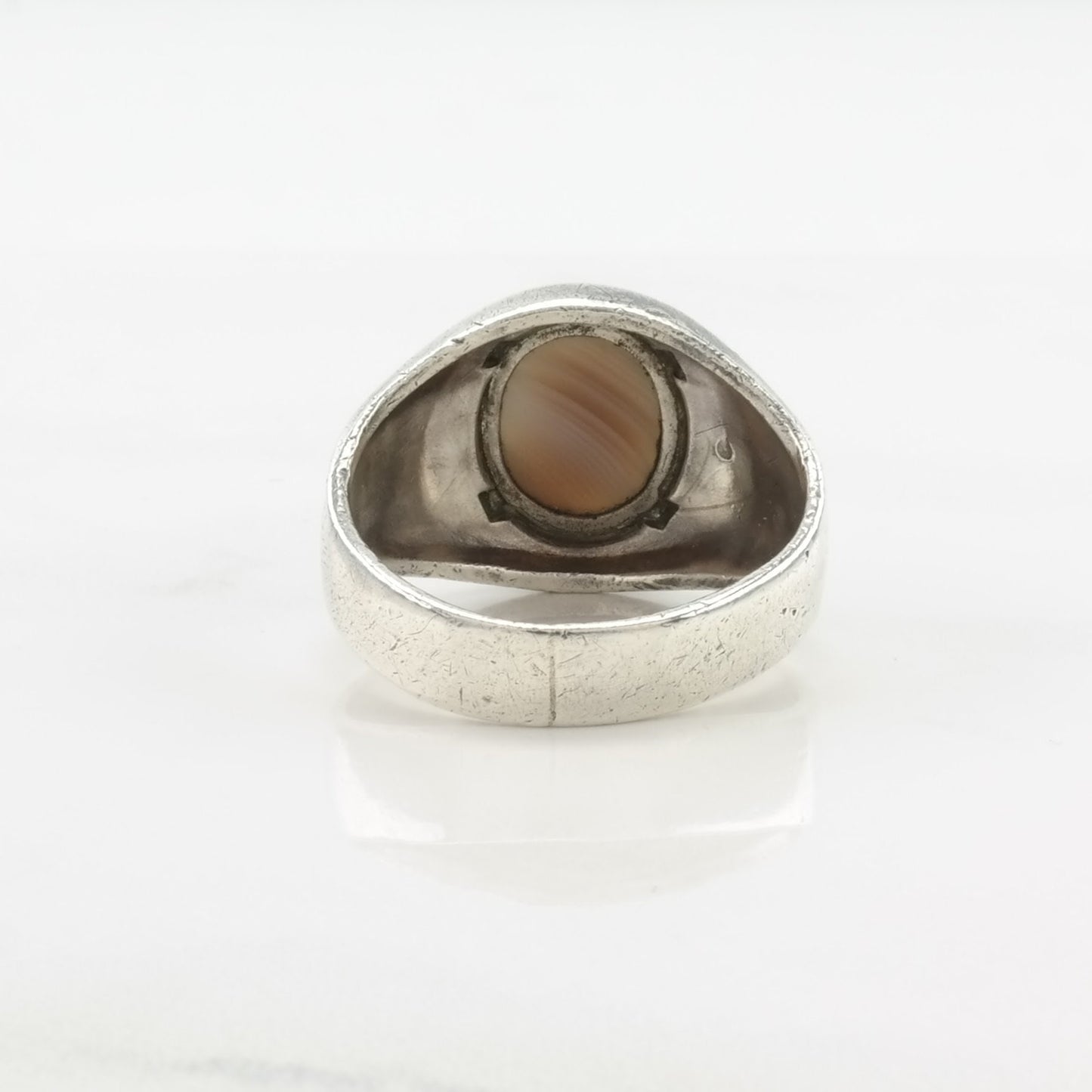 Sterling Silver Ring Agate Cabochon Size 9 1/2