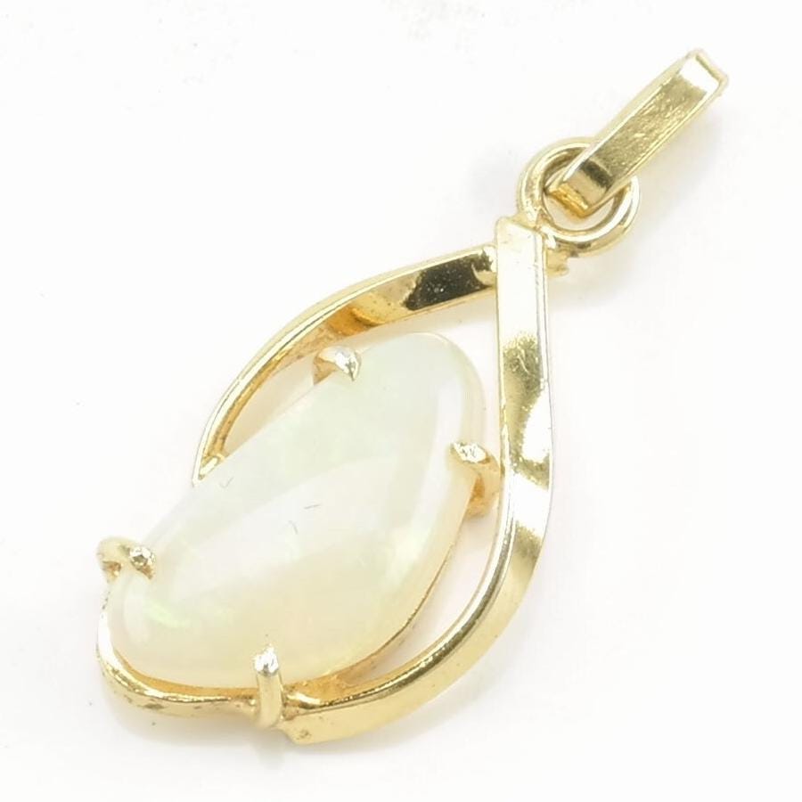 Vintage Natural Opal Gold Toned Sterling Silver Pendant