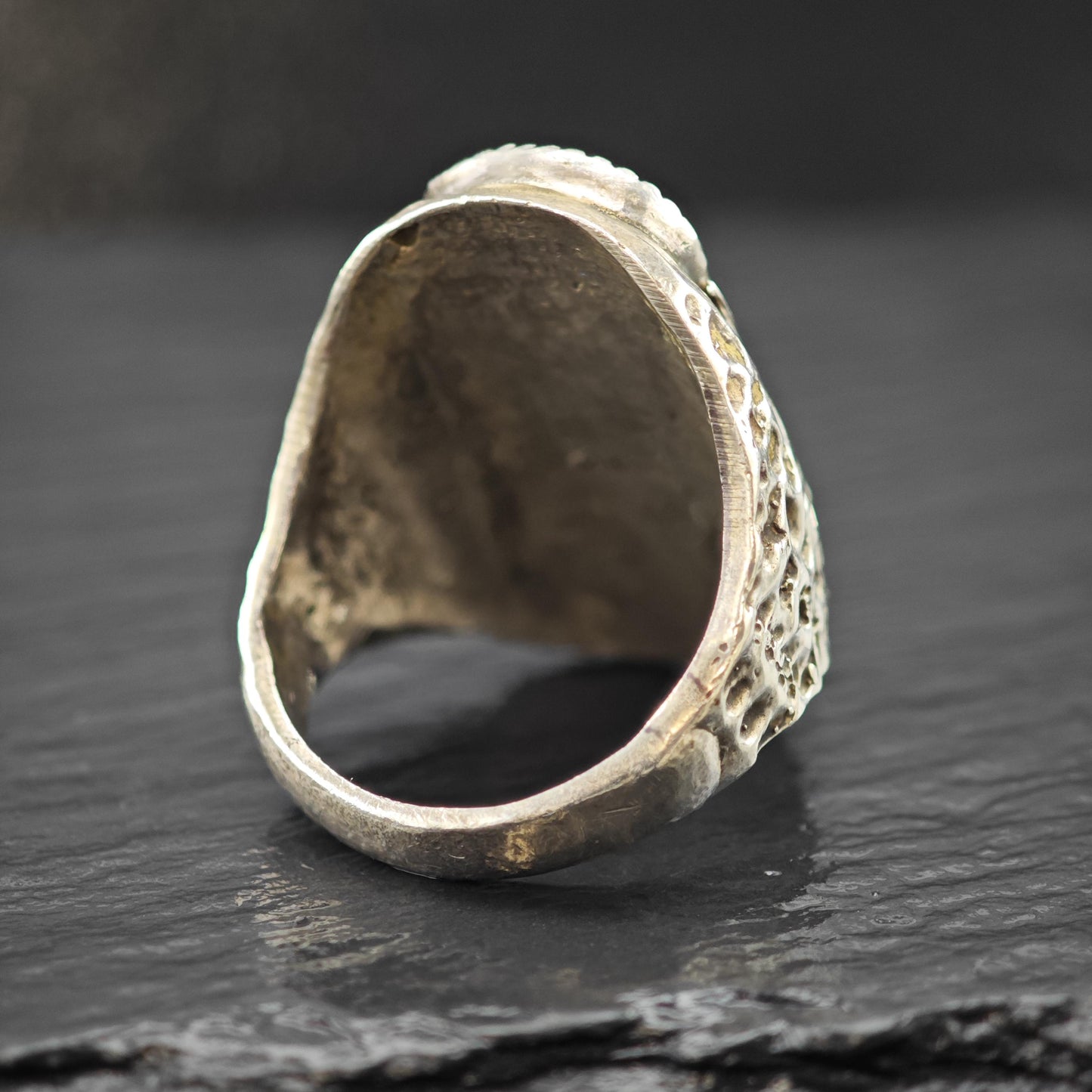 Native American Turquoise, Coral Floral Ring Sterling Silver Sz 13 1/4