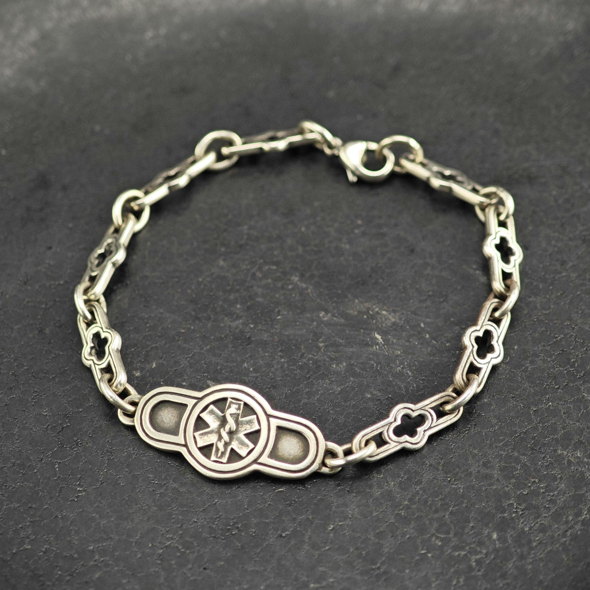 Vintage James Avery Medical Alert Sterling Silver Bracelet Sz 7" BR3162