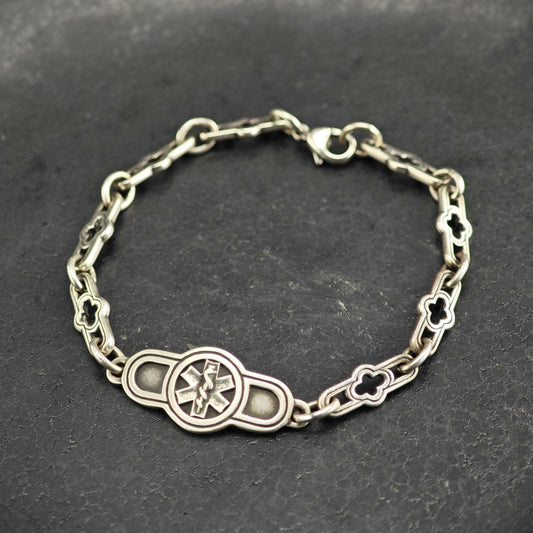 Vintage James Avery Medical Alert Sterling Silver Bracelet Sz 7" BR3162