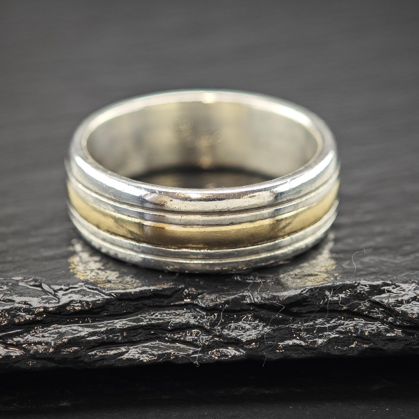 James Avery 14K Gold Accent Band Sterling Silver Sz 12