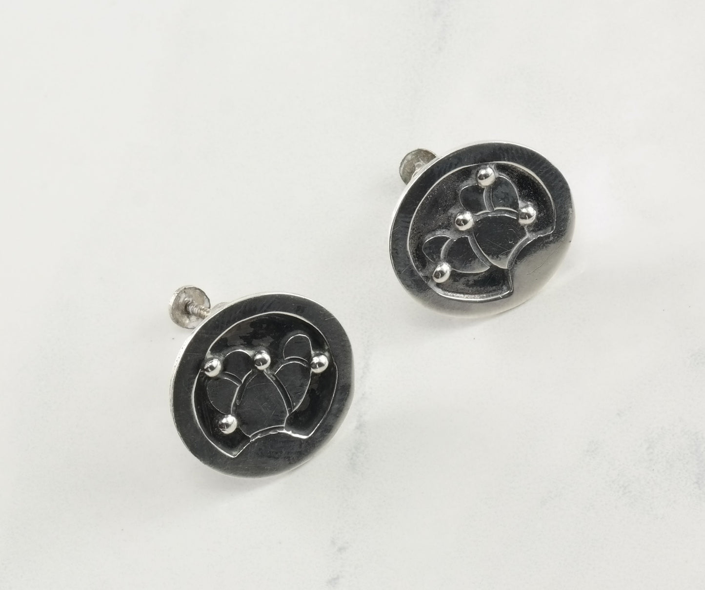 Taxco Sterling Silver Earrings Screw Back Clip On