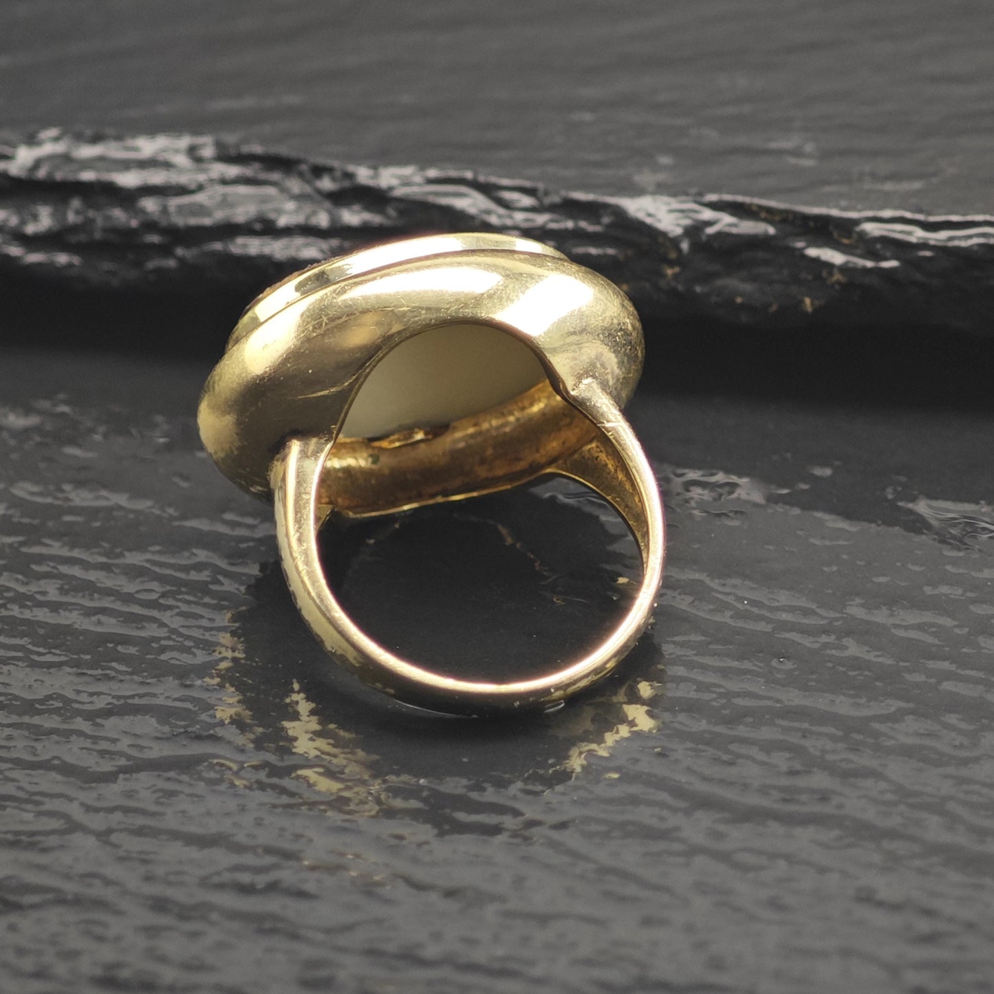 Blue Druzy Gold Plated Sterling Silver Ring Sz 6 1/4 R6678