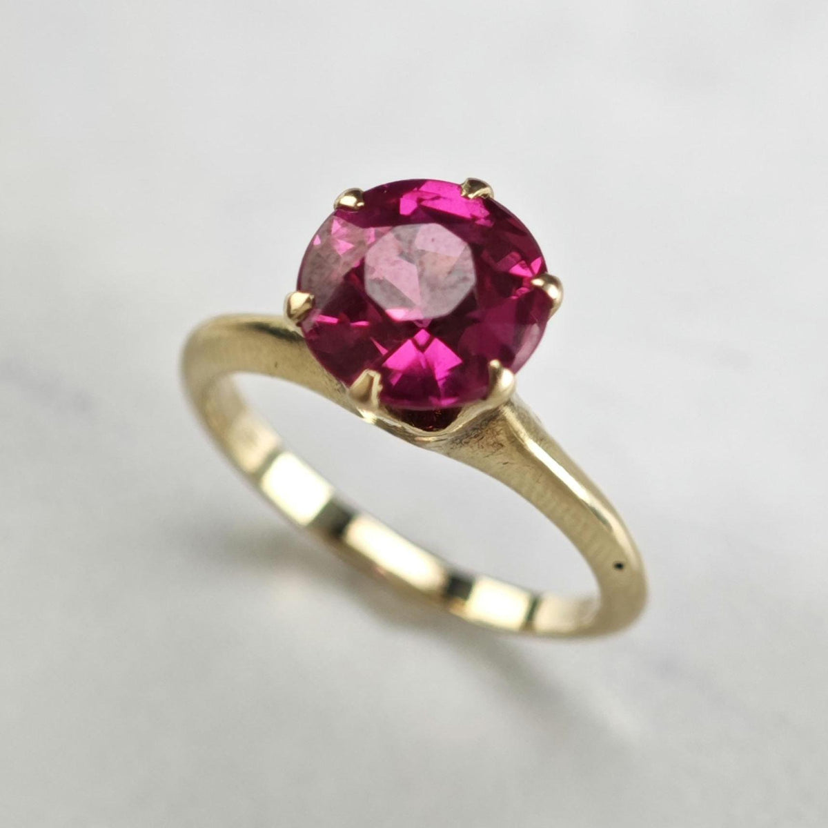 Antique Pink 7mm Flux Ruby 10K Gold Ring Sz 4 R6776