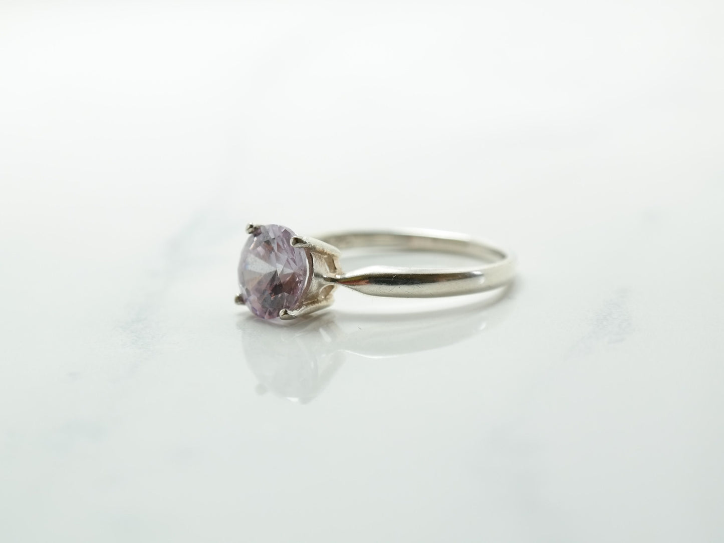 Sterling Silver Ring CZ Purple Size 6 3/4