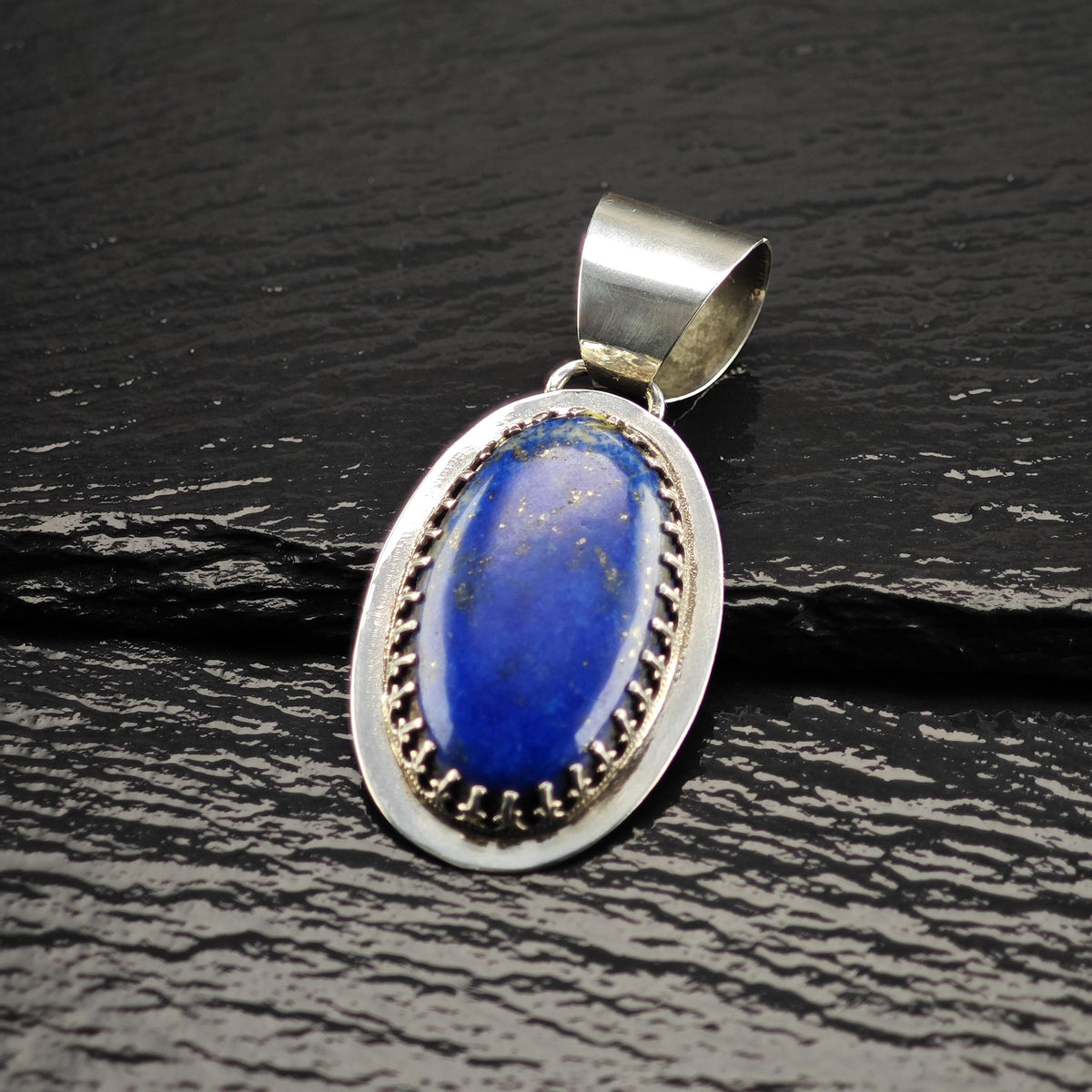 Artist Oval Lapis Sterling Silver Pendant P3160
