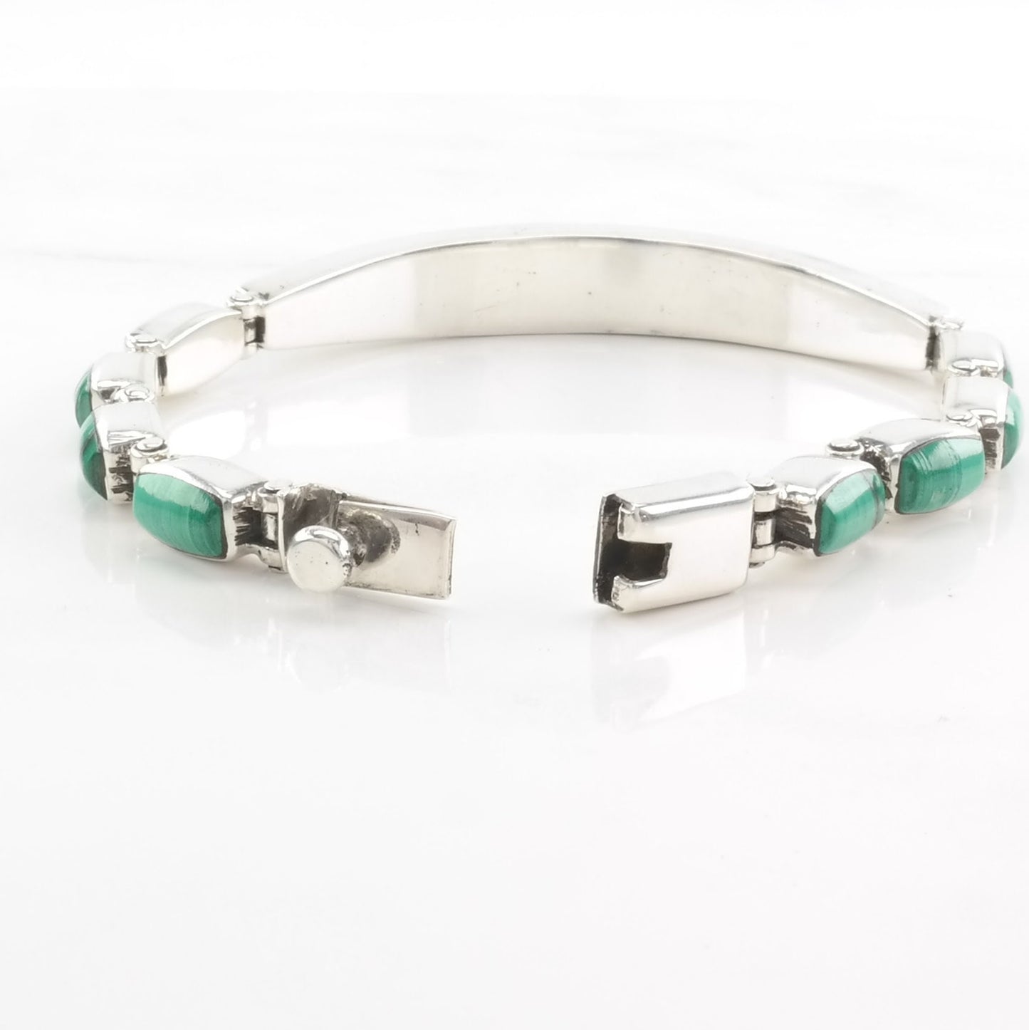 Malachite Inlay Bracelet Sterling Silver Green