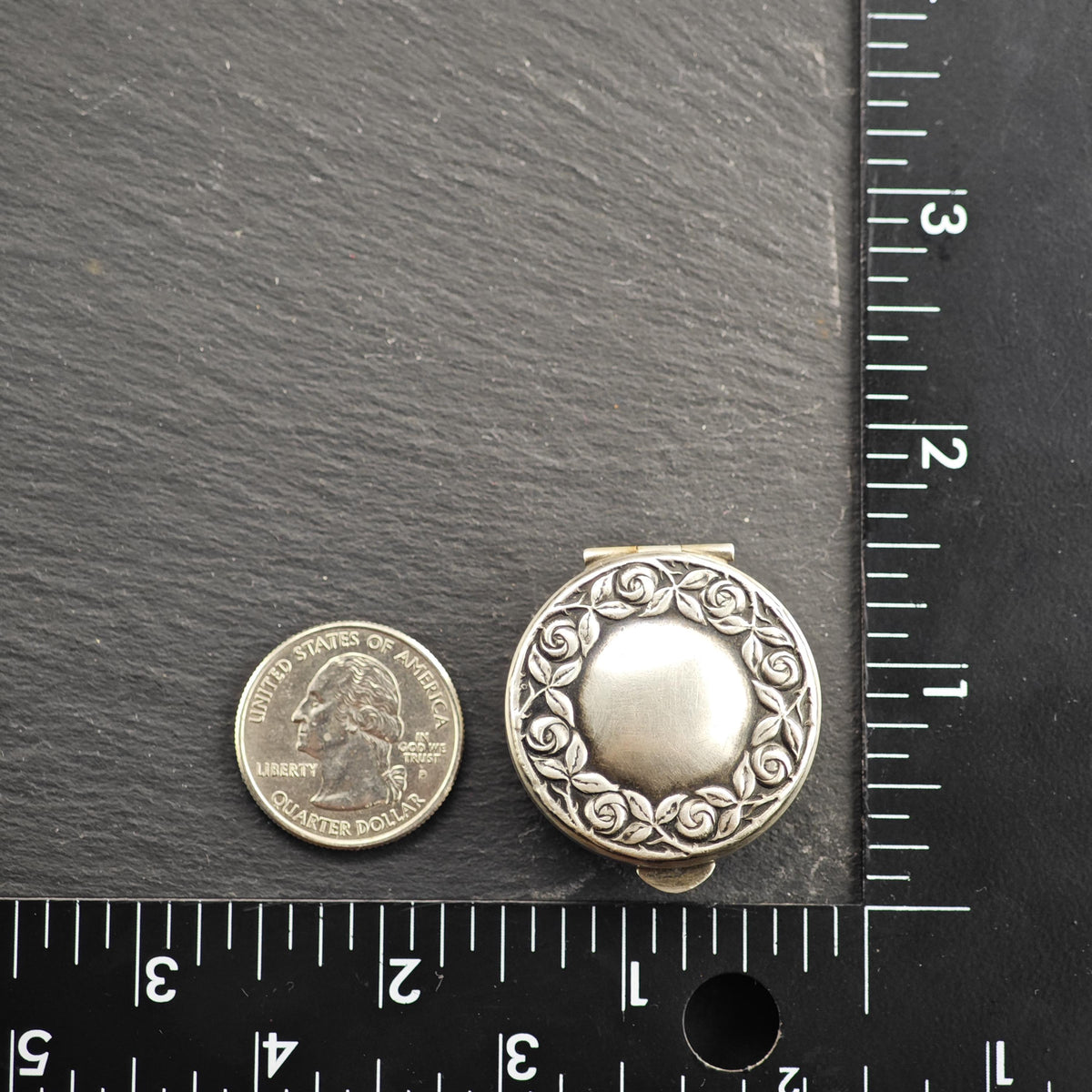 Vintage Rose Repousse Trinket Box Sterling Silver By The Thomae Co MISC0423