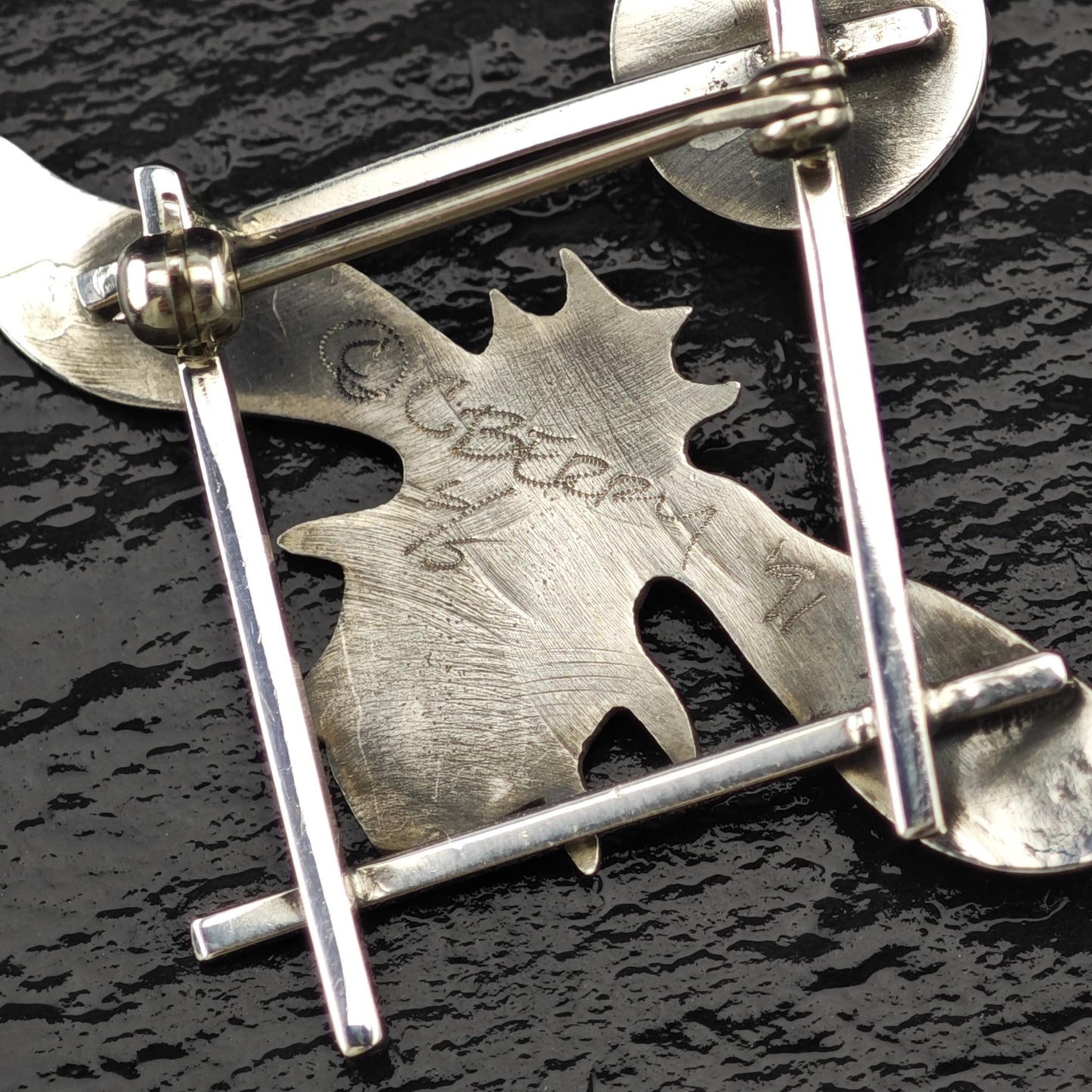 Vintage Studio, Artist Sterling Silver Brooch Insect White Quartz