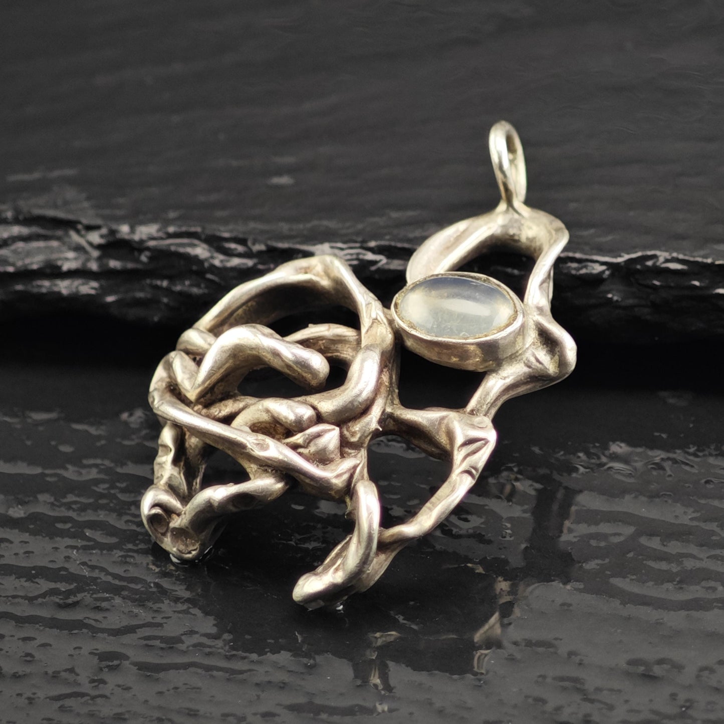 Brutalist Moonstone Pendant Sterling Silver P3062