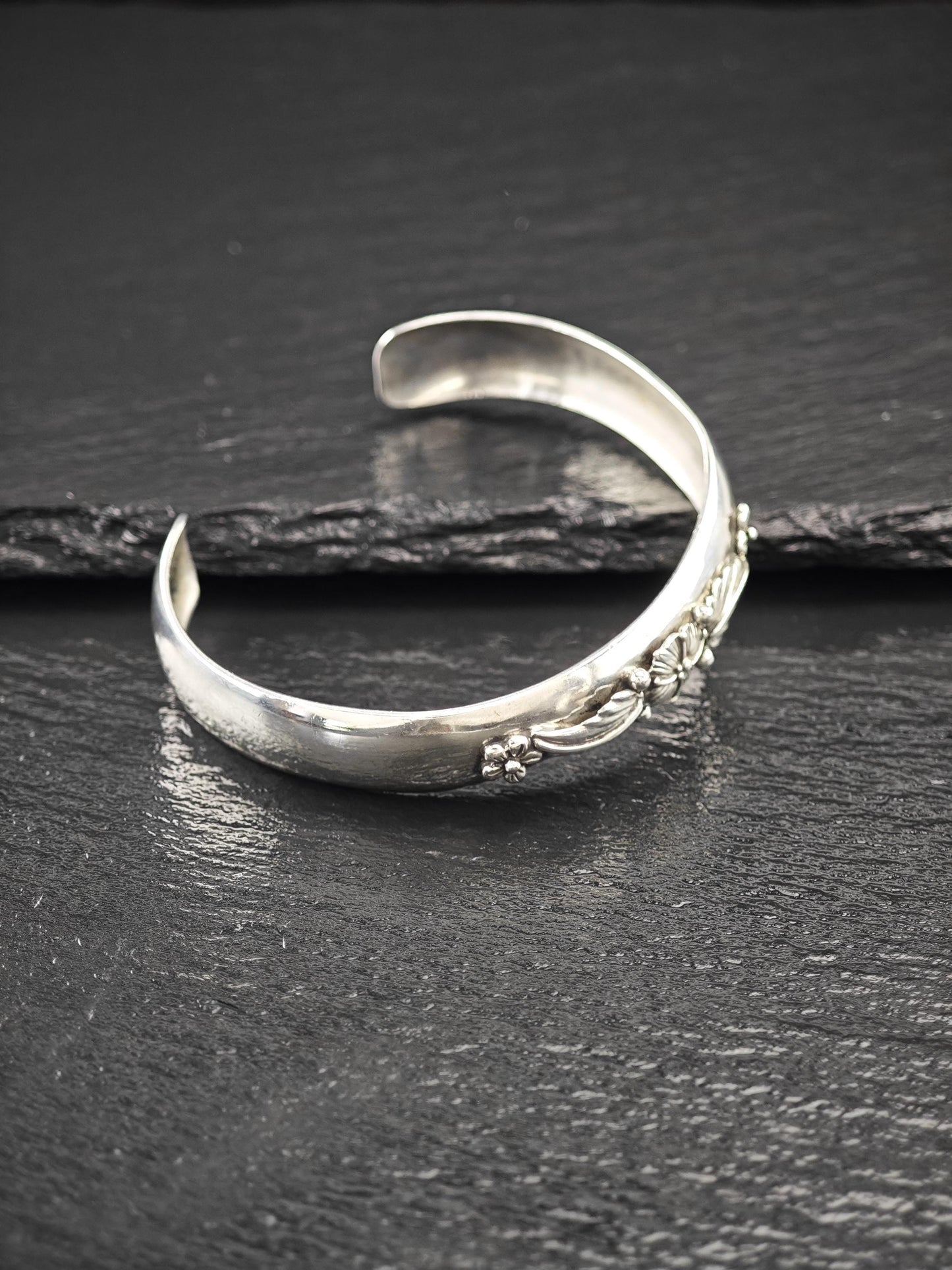 Carol Felley Floral Cuff Bracelet Sterling Silver, Stackable