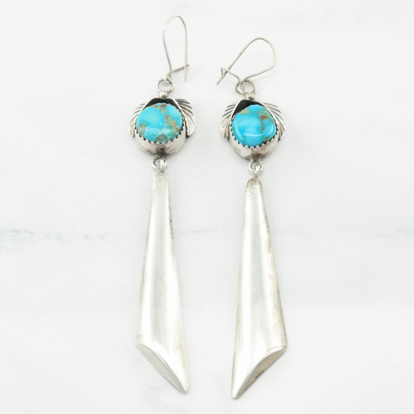 Choice Native American Earrings Sterling Silver Turquoise Naja Long