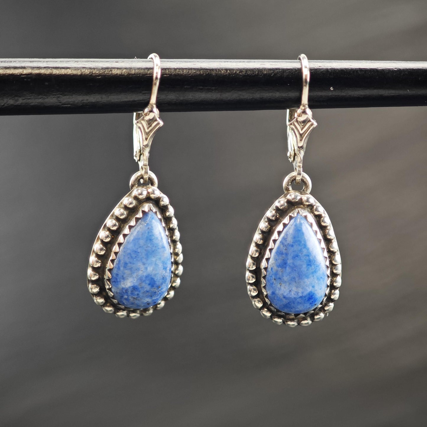 Carol Felley Blue Sodalite Sterling Silver Latch Back/Dangle Earrings ER3113