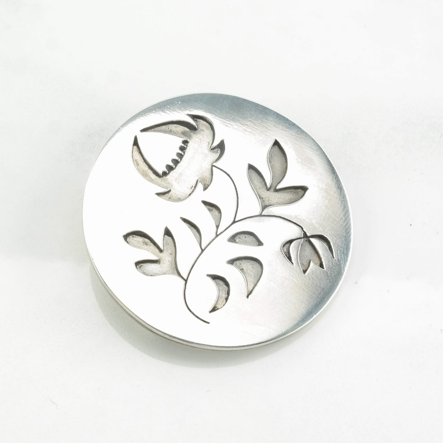 Silver Brooch Overlay Acorn, Leaf, Floral Sterling