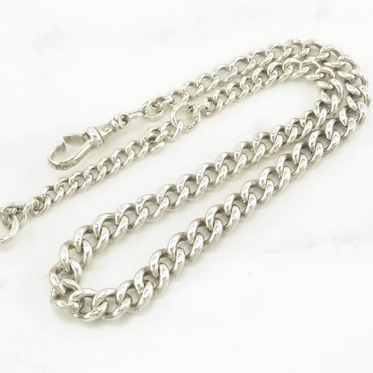 Antique Henry Pope 1890s, Sterling Silver Graduated Links Watch Chain